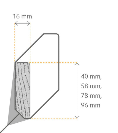 Fußleiste massiv foliert eckig