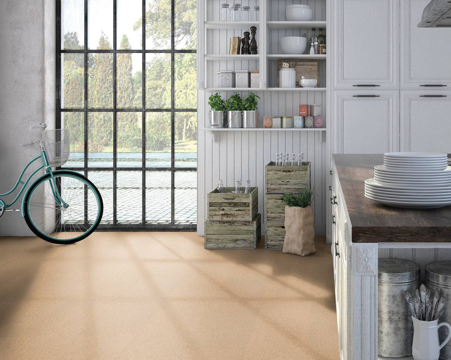 Korkbodenbelag | Sand | cork Go Amorim | Ambientebild Zuhause